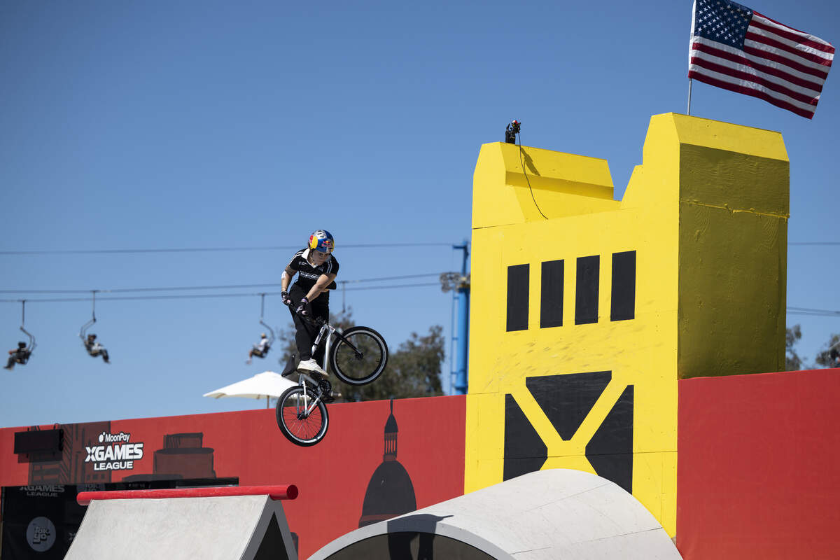 Nikita Ducarroz, of Sonoma County, competes in the Women’s BMX Park final as a part of X Games Sacramento at Cal Expo in Sacramento on Sunday, June 28, 2026.