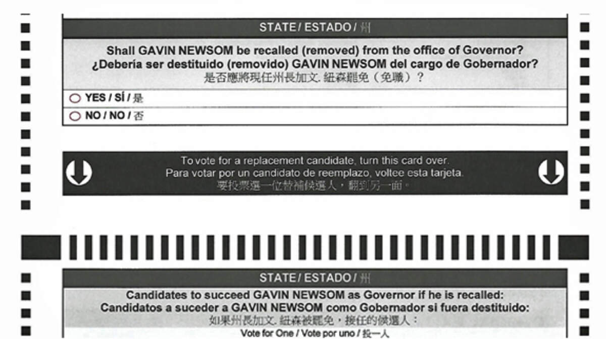 The ballot to recall California Gov. Gavin Newsom has two parts.: Recall, yes or no. If “yes,” a selection of 46 candidates. Californians can drop off their ballots in secure boxes by 8 p.m. on September 14.