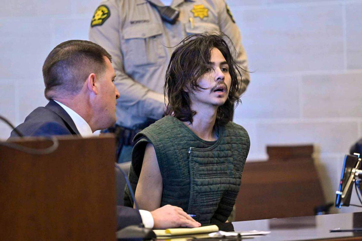 Carlos Reales Dominguez, who is charged with fatally stabbing two men in Davis and wounding a third victim, appeared in Yolo Superior Court in Woodland, Calif. on Tuesday with court-appointed public defender Dan Hutchinson. Judge Samuel McAdam deemed him unfit to stand trial and there will be a competency hearing held next month.