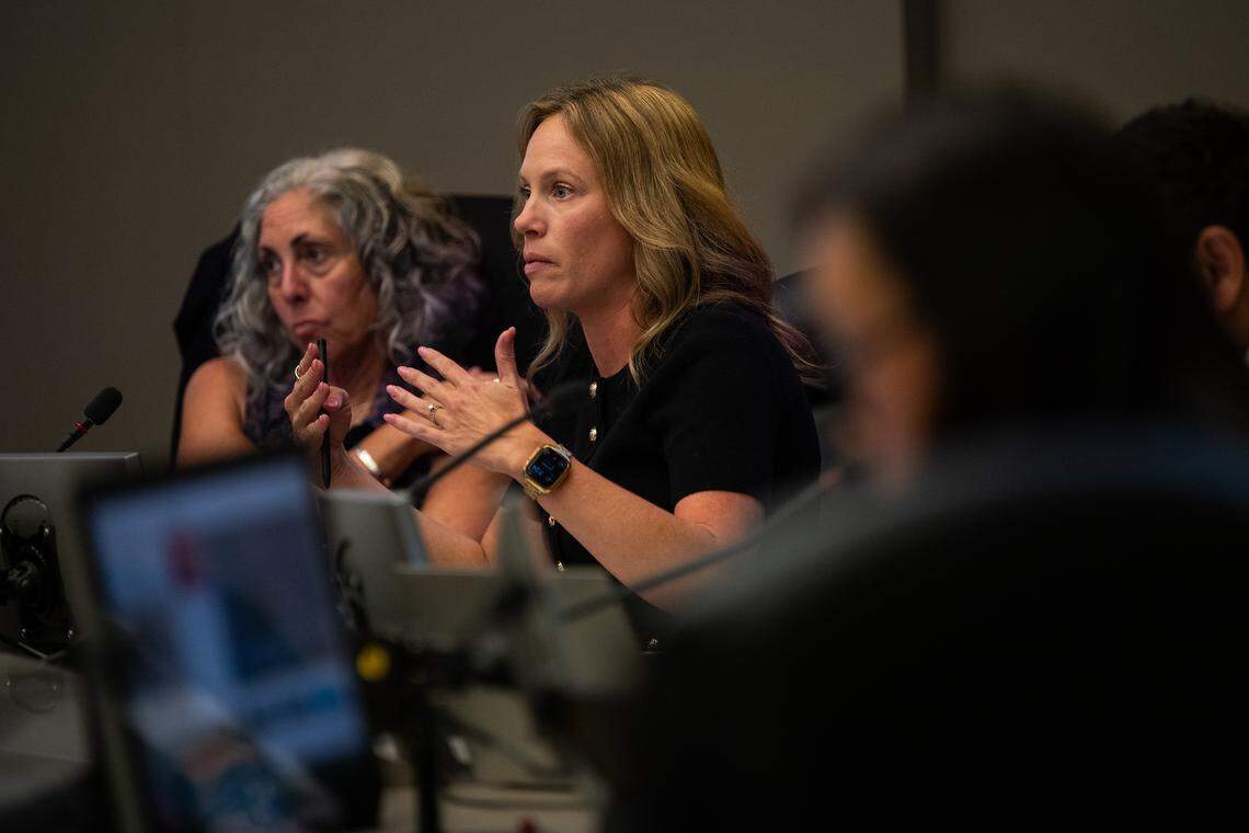 Sacramento City Councilmember Caity Maple speaks during a City Council meeting addressing housing solutions for homelessness on Tuesday, Sept. 16, 2025. The council voted 7-2 on Saturday night to prioritize pursuing a joint powers authority to manage affordable housing and homelessness services, 