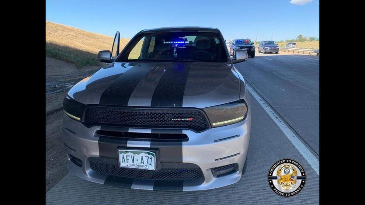 A man impersonating a law enforcement officer on I-76 was driving this vehicle when he pulled over a real police officer who was off duty, Brighton, Colorado police say.