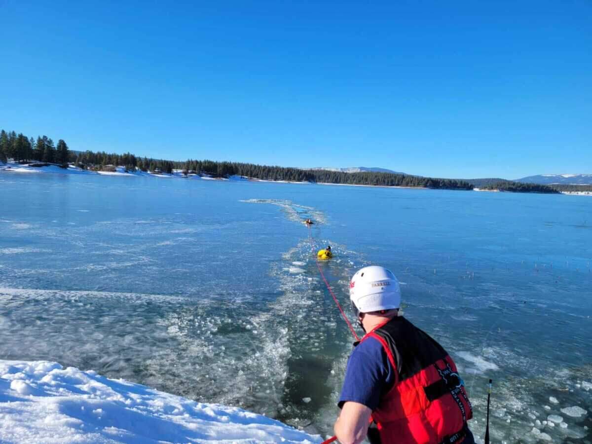 Authorities on Thursday Feb. 10, 2022, rescued a person who fell through the ice into the freezing water of Boca reservoir in Nevada County, California.