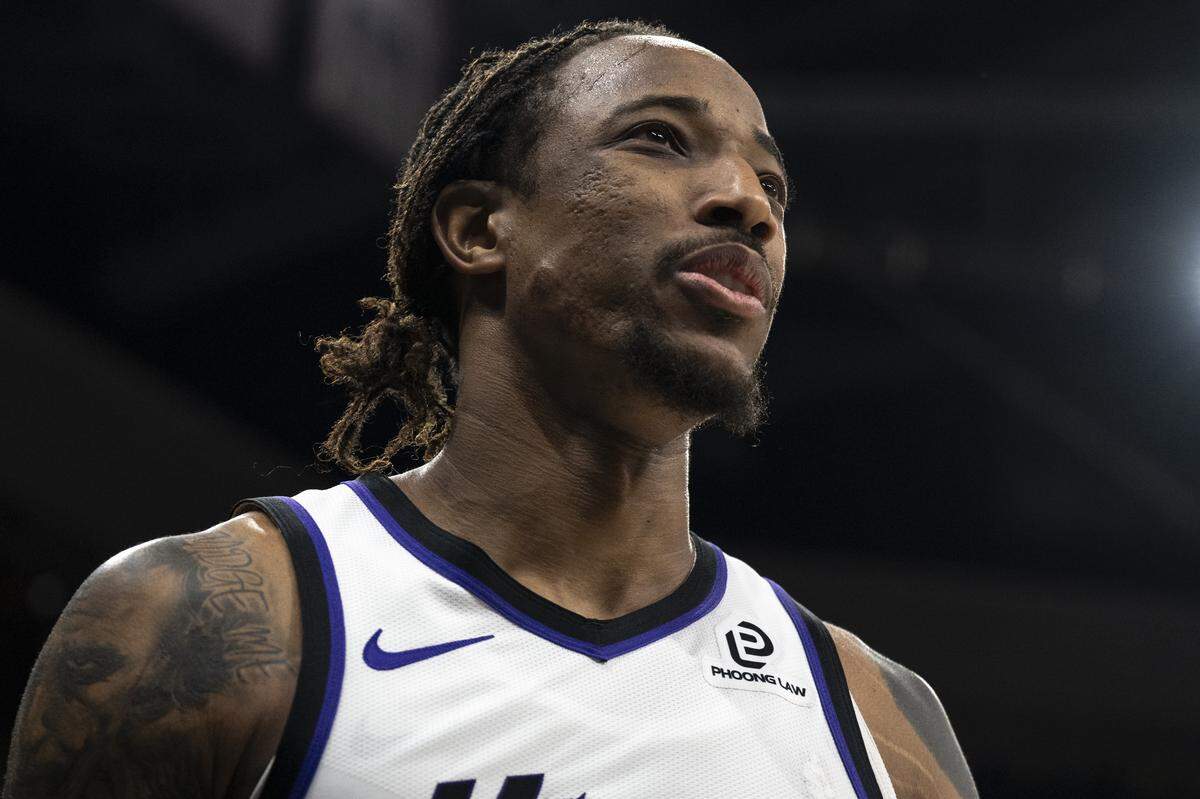 Sacramento Kings forward DeMar DeRozan (10) during a Sacramento Kings game against the Houston Rockets at Golden 1 Center in Sacramento on Sunday, Jan. 11, 2026.