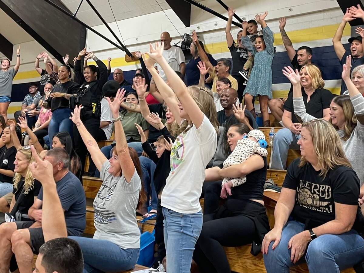 People cheered on the Elk Grove first responders in their charity basketball game called the “Badges and Axes Showdown” on Saturday, Oct. 14, 2023.