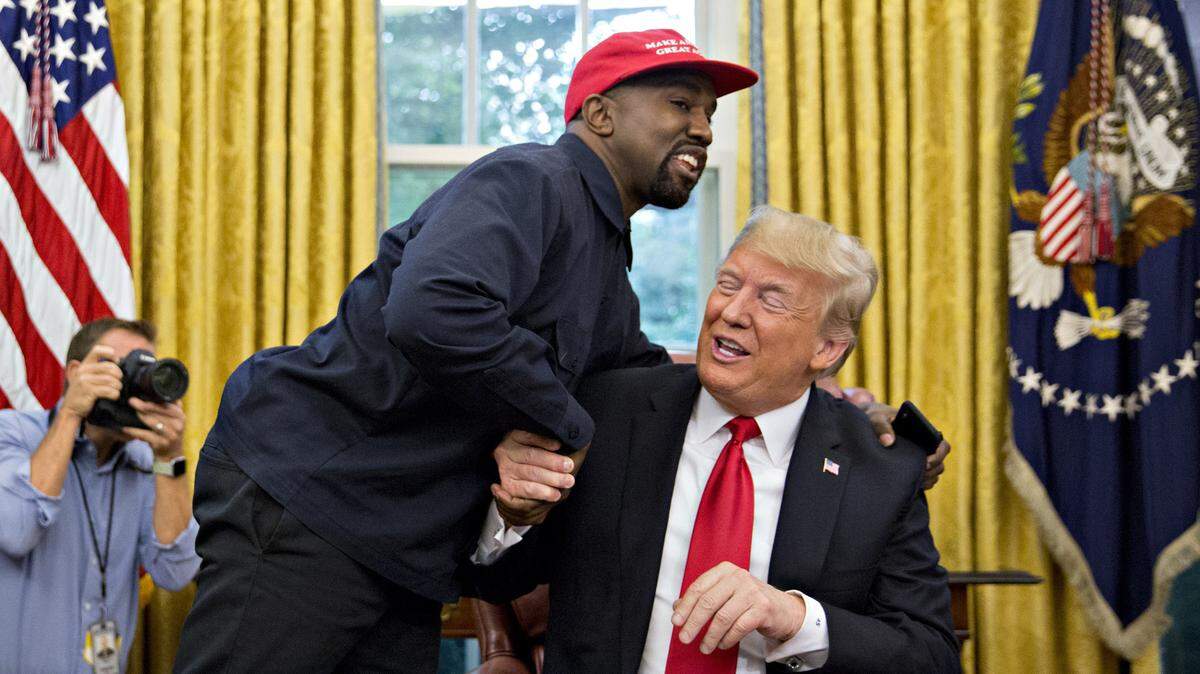 Kanye West meets with then-President Donald Trump in the Oval Office in 2018.