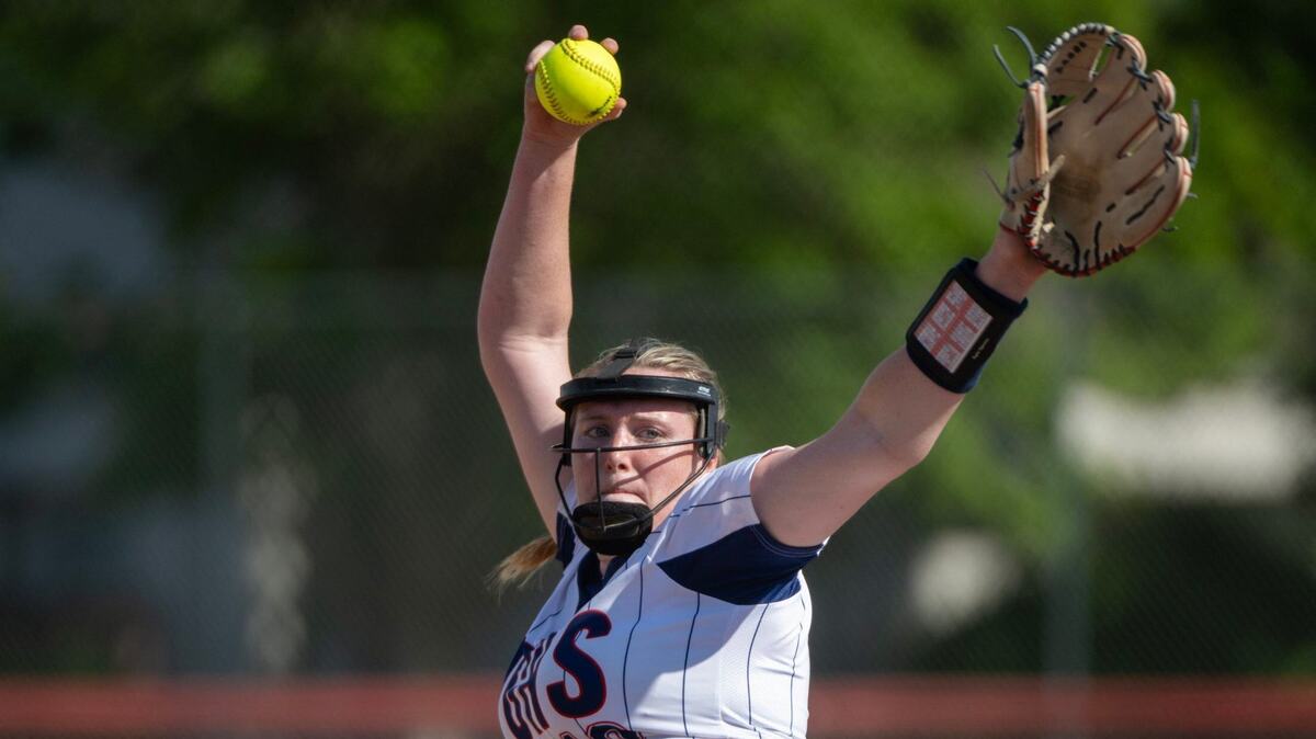 Pleasant Grove Eagles pitcher Alexa Lewis (18) throws against McClatchy Lions in a first-round CIF Sac-Joaquin Section Division l softball playoff game at Pleasant Grove High School on Tuesday in Elk Grove.