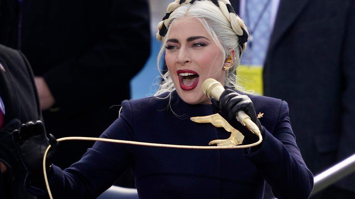 Lady Gaga sings the National Anthem during the 59th Presidential Inauguration at the U.S. Capitol in Washington, Wednesday, Jan. 20, 2021. (AP Photo/Carolyn Kaster)