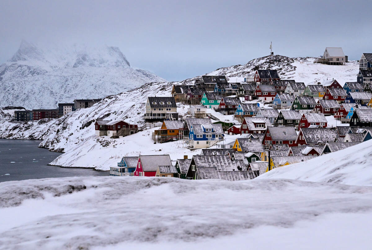 Snow covered homes stand in old town Nuuk in western Greenland earlier this month.