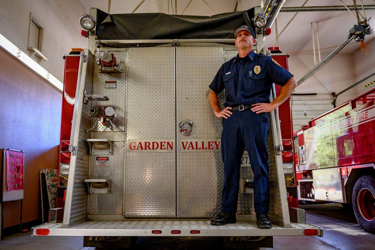 Scott Wager of the Garden Valley Fire District risked his life fighting the Country Fire in early September when the fire engine he was driving caught fire. He learned following day that his position in the department was being eliminated after area residents voted down additional funding for the district. Photographed Oct, 17, 2019.