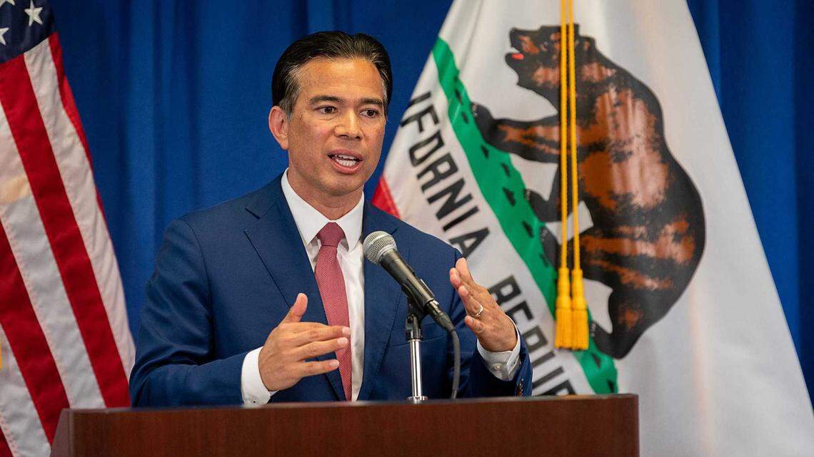 California Attorney General Rob Bonta, seen in an April 2021 file photo. His office has filed suit against a Southern California school district that requires staff to inform parents if their child requests to go by a different name or pronouns.