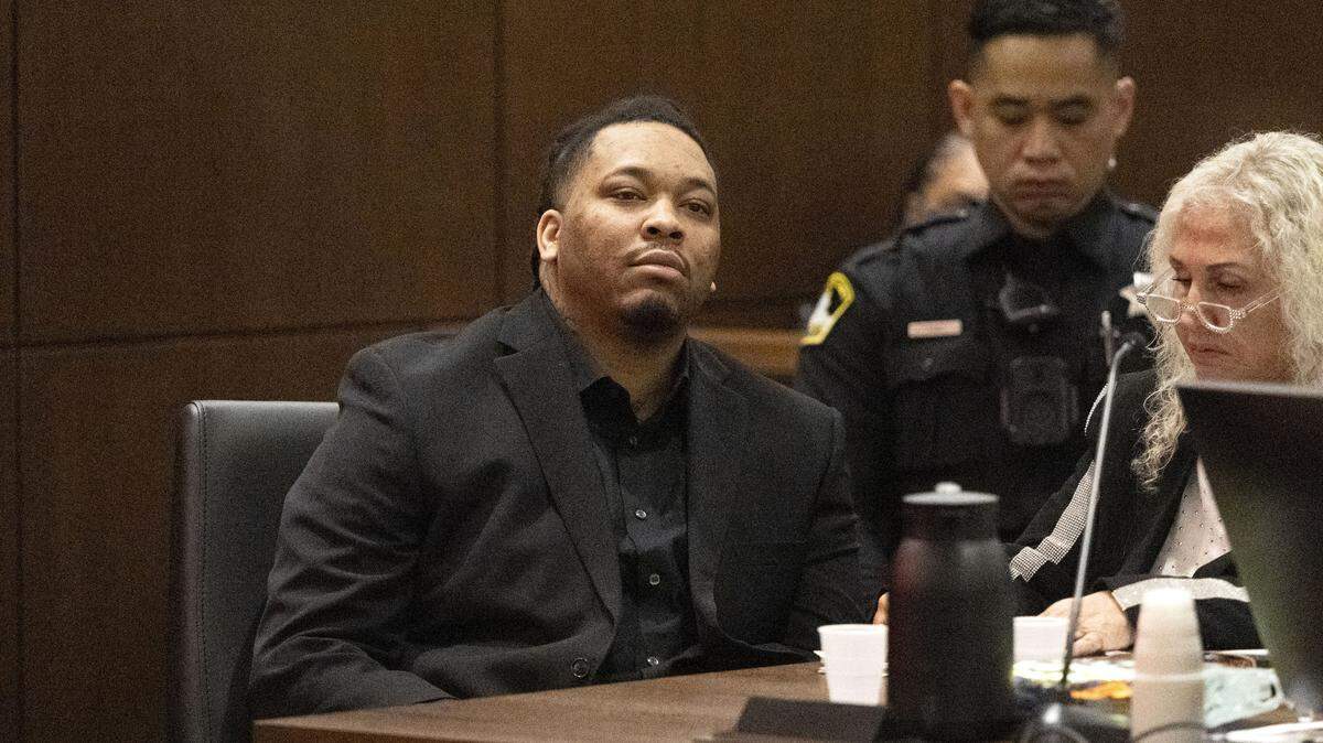 Murder suspect Dandrae Martin listens to opening statements during the K Street mass shooting trial at the Tani Cantil-Sakauye Sacramento Courthouse on Tuesday, April 21, 2026.