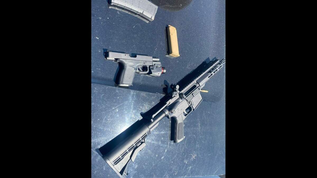 Police arrived as a man was leaving a Little Caesars in California with stolen food and “a large rifle” in his shirt, according to police. (Photo from Ontario Police Department)