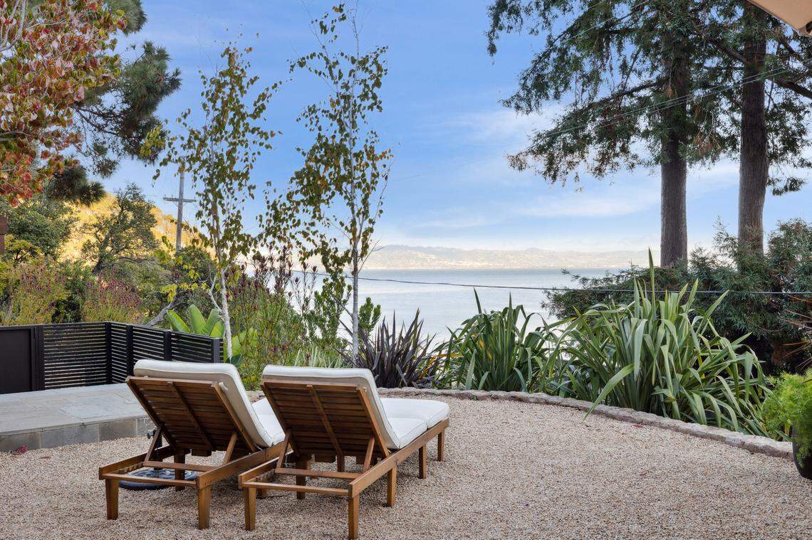 The Redfords improved the patios and gardens of their home on the Tiburon peninsula.