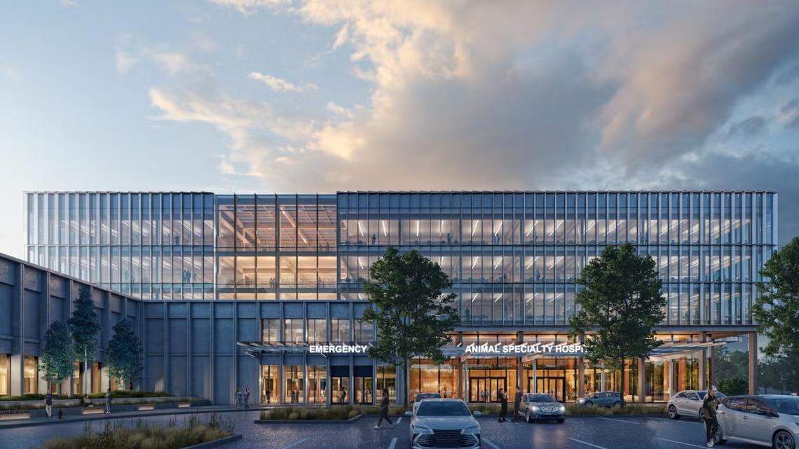 A conceptual rendering of the small animal hospital at UC Davis that’s expected to open in 2030.