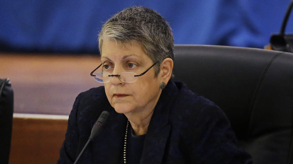 University of California President Janet Napolitano listens during a May 18, 2017, meeting of the Board of Regents in San Francisco.  Napolitano visits San Luis Obispo on Monday, April 30, 2018, to give a talk at Cuesta College.