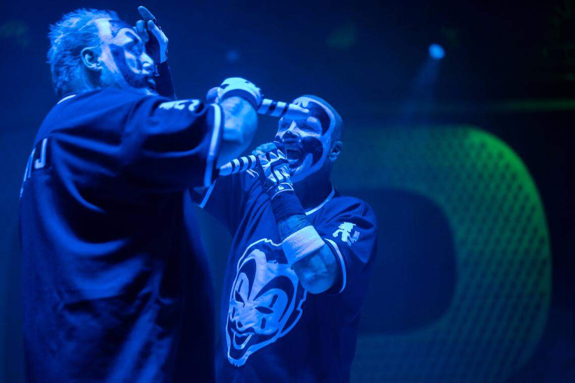 Violent J, left and Shaggy 2 Dope of Insane Clown Posse perform in the first day of the Aftershock festival on Thursday, Oct. 10, 2024 at Discovery Park.