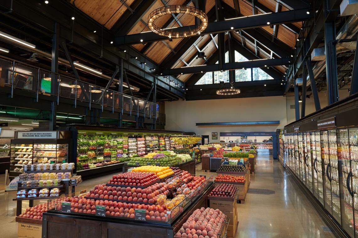 The produce section of the Raley’s O-N-E Market in Truckee in June 2020. A new location in Roseville for the concept brand could represent a path for the future of the 87-year-old West Sacramento-based chain.