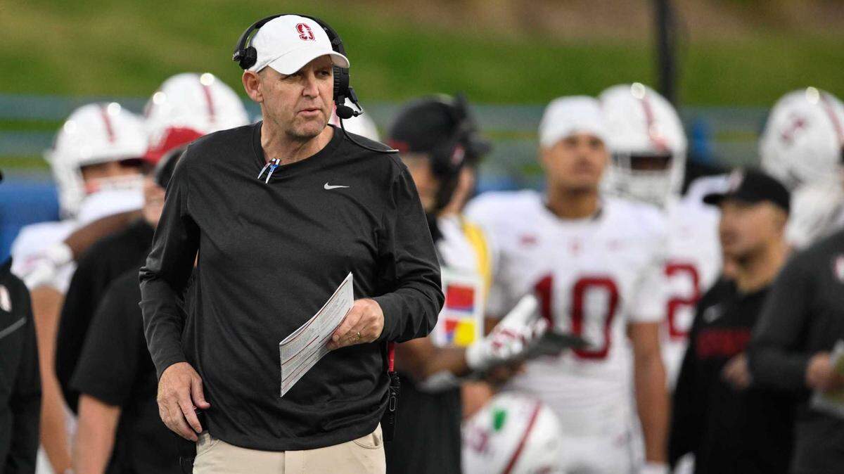 Cardinal head coach Troy Taylor looks on against San Jose State during a game in November 2024. Stanford fired Taylor, the former Sacramento State coach, in March after two seasons at the school.