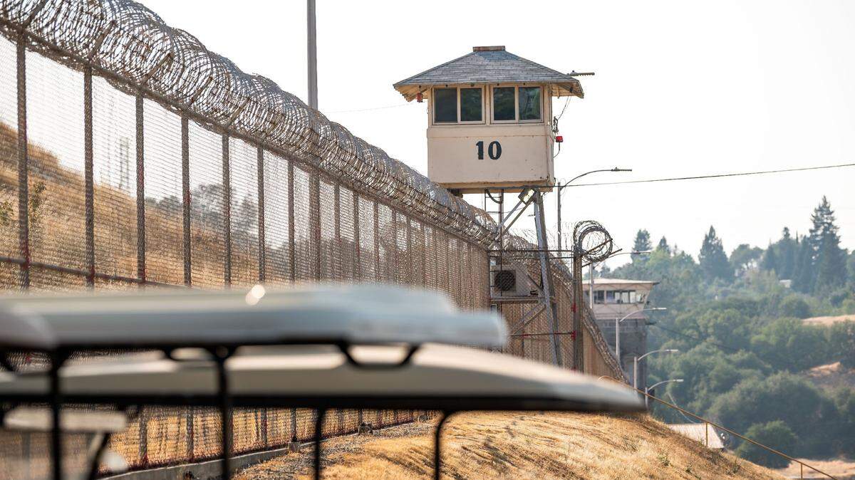 A guard tower stands at Folsom State Prison in August 2021. A federal judge ruled last month that California prison and parole officials are not doing enough to assist deaf and blind prisoners.