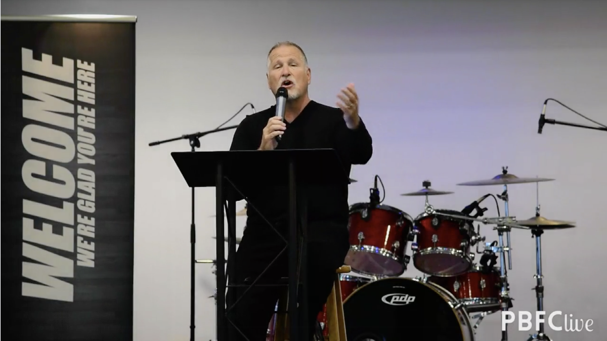 Pastor Michael Jacobsen, leader of Palermo Bible Family Church in Butte County, speaks via Facebook in a video posted Sunday.