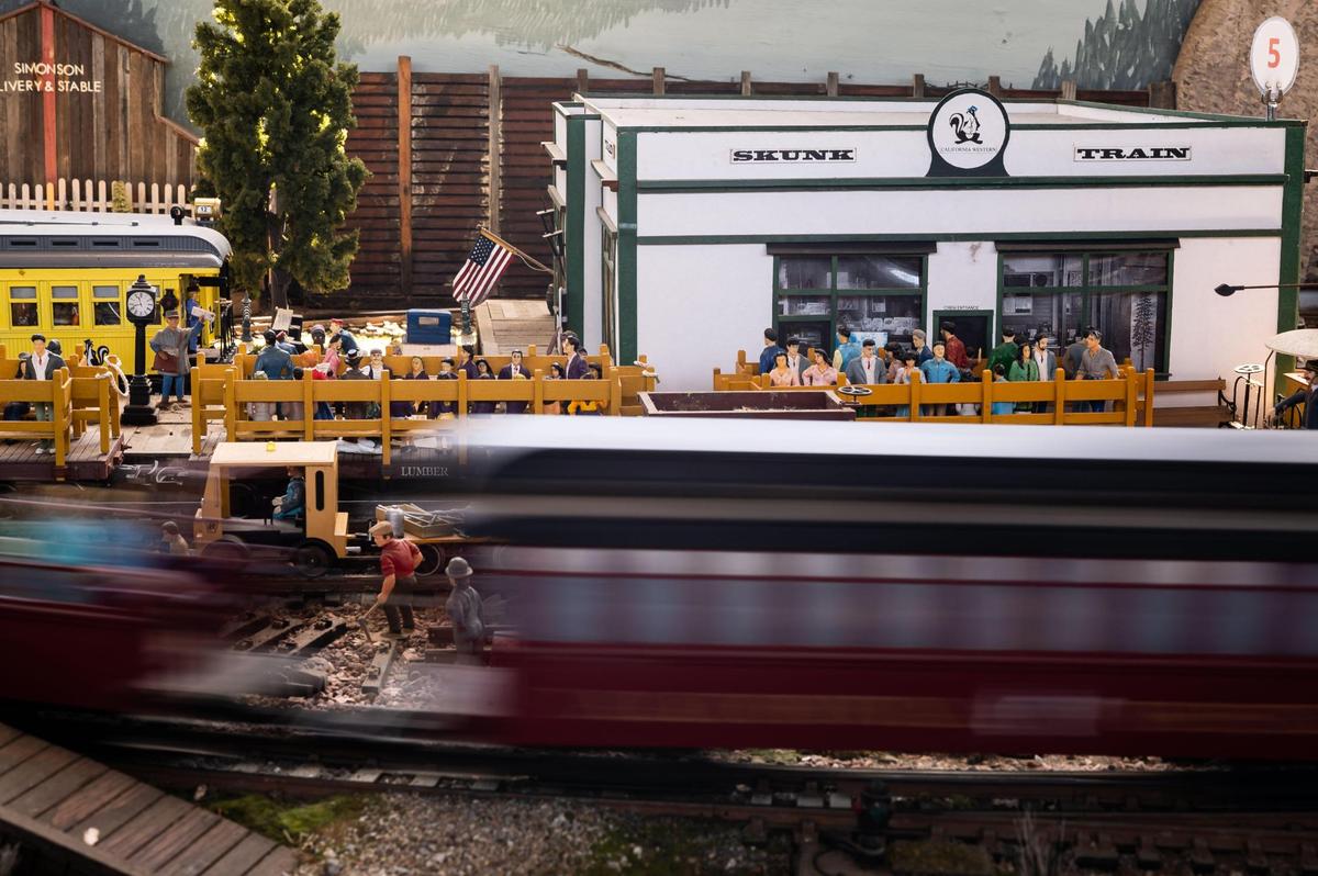 The Mendocino Coast Model Railroad and Historical Society’s Skunk Train depot is seen April 16 as part of a large model train and railroad display located near the actual Skunk Train depot in Fort Bragg.