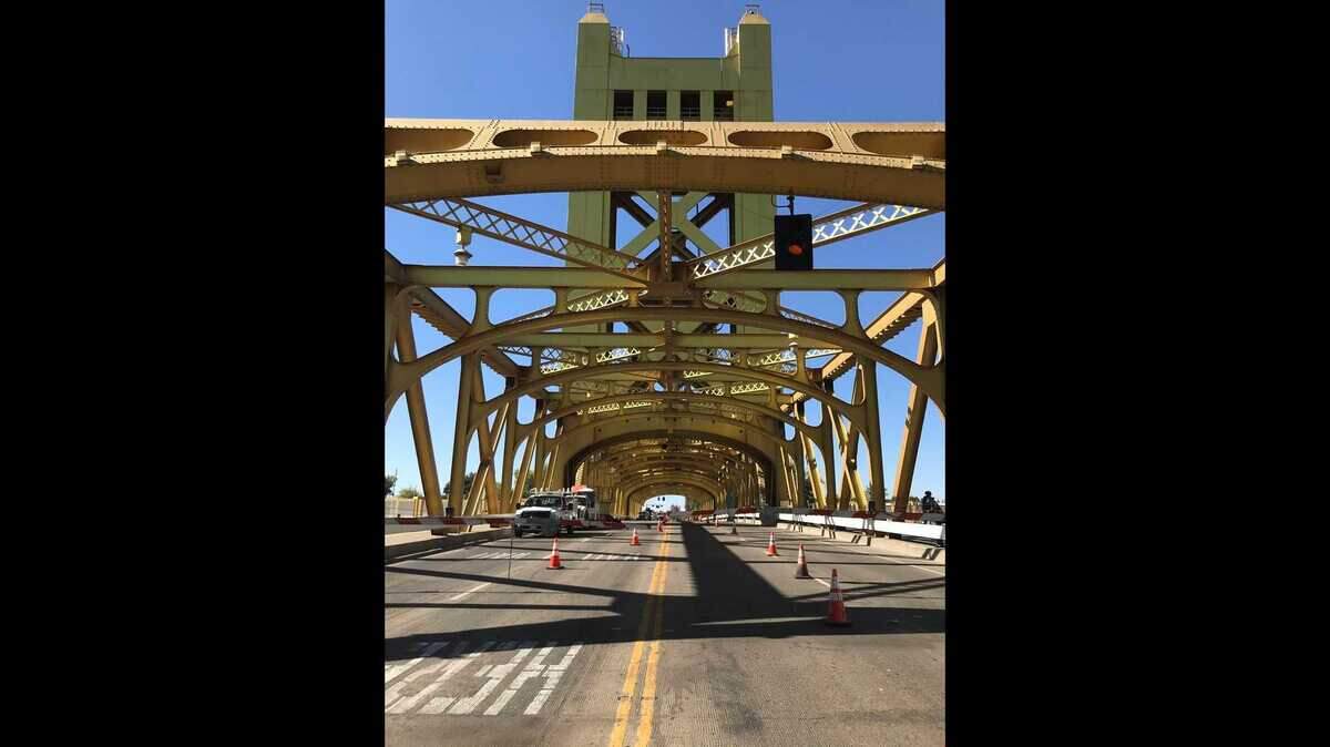 Caltrans closed the Tower Bridge to traffic after electrical issues caused it to become stuck in the “up” position during maintenance work. 