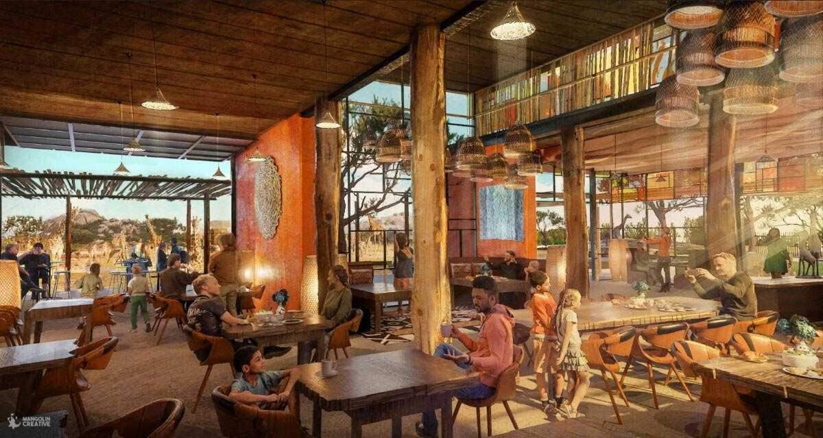 One of several new renderings provided by Sacramento Zoo and city of Elk Grove officials show an indoor dining facility that would look over the giraffe habitat at an expanded facility near Kammerer Road and Lotz Parkway. The Elk Grove City Council is expected to vote on final approval to begin construction during Wednesday’s meeting.