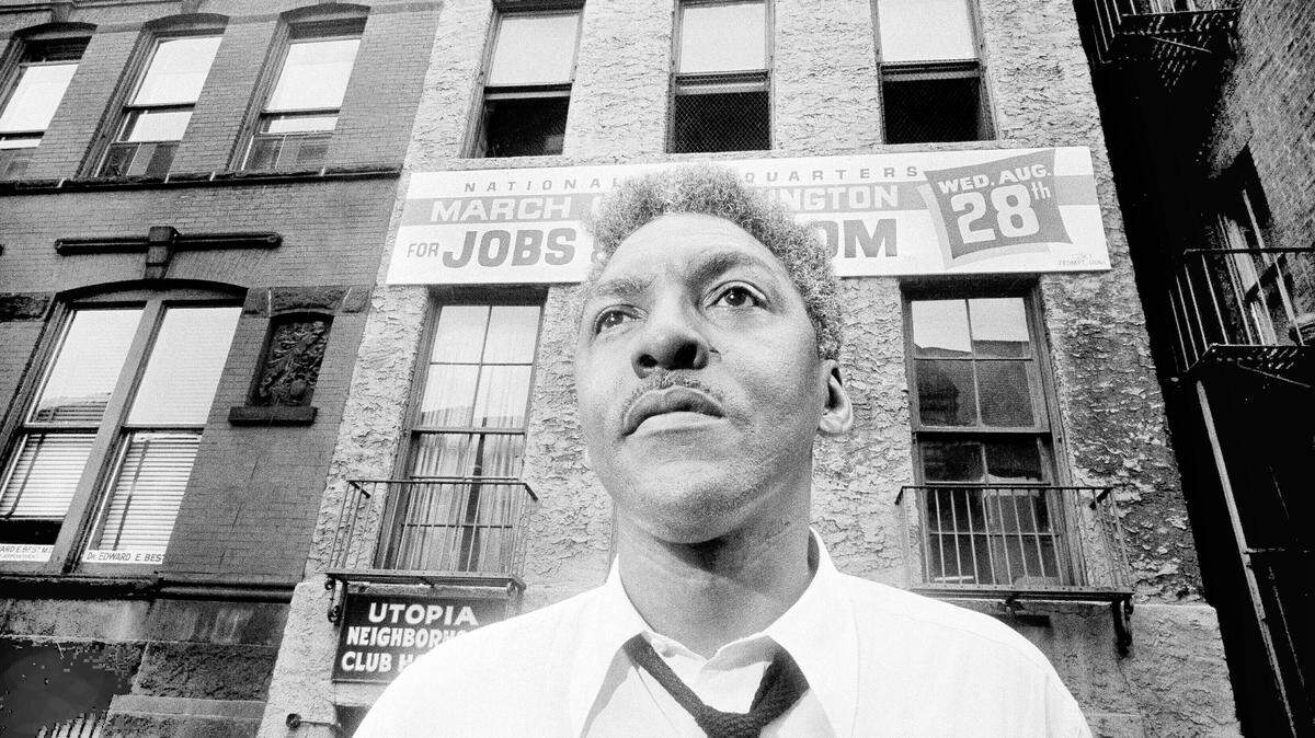 FILE — In this Aug. 1, 1963 file photo Bayard Rustin, leader of the March on Washington poses in New York City. California lawmakers, state Sen. Scott Wiener, D-San Francisco, and Assemblywoman Shirley Weber, D- San Diego, called on Gov. Gavin Newsom to posthumously pardon Rustin, who was jailed for having gay sex nearly 70 years ago, during a Capitol news conference in Sacramento, Calif., Jan. 21, 2020. (AP Photo/Eddie Adams)