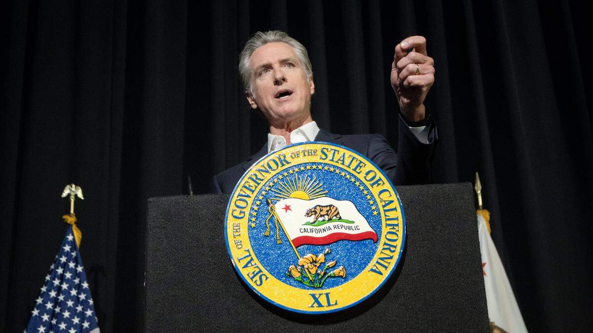 California Gov. Gavin Newsom discusses national politics at Adventist Health Arena in Stockton on Wednesday, Oct. 22, 2025. Newsom, while attending the COP30 climate summit in Brazil on Tuesday, Nov.11, blasted Trump for his plan to allow offshore oil drilling.