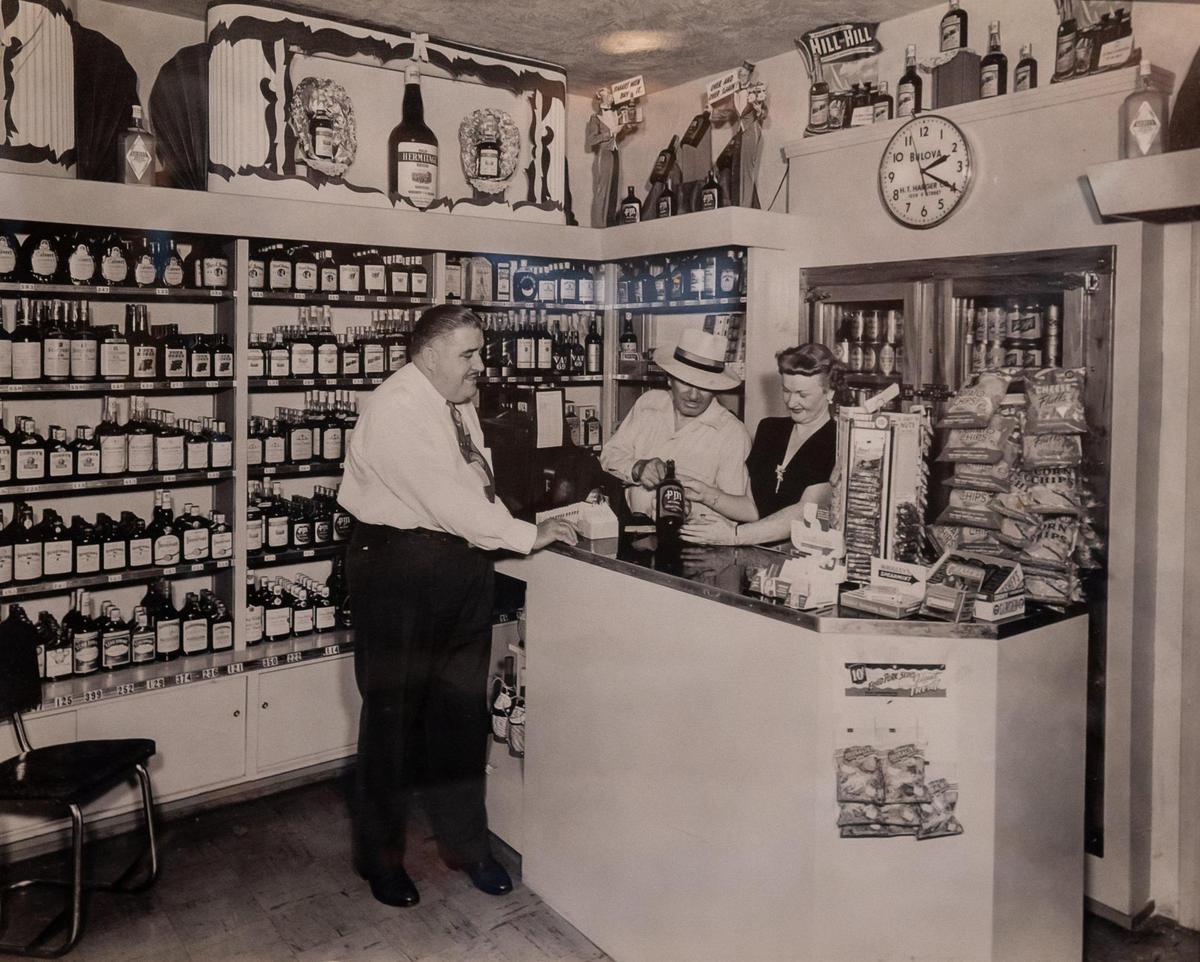 A old photo shows the of Old Ironsides liquor store.