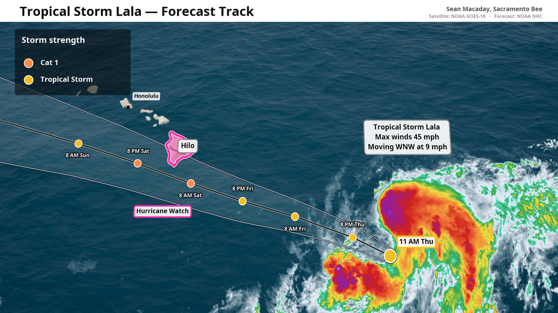 Hurricane watch issued for Big Island as Tropical Storm Lala heads toward Hawaii