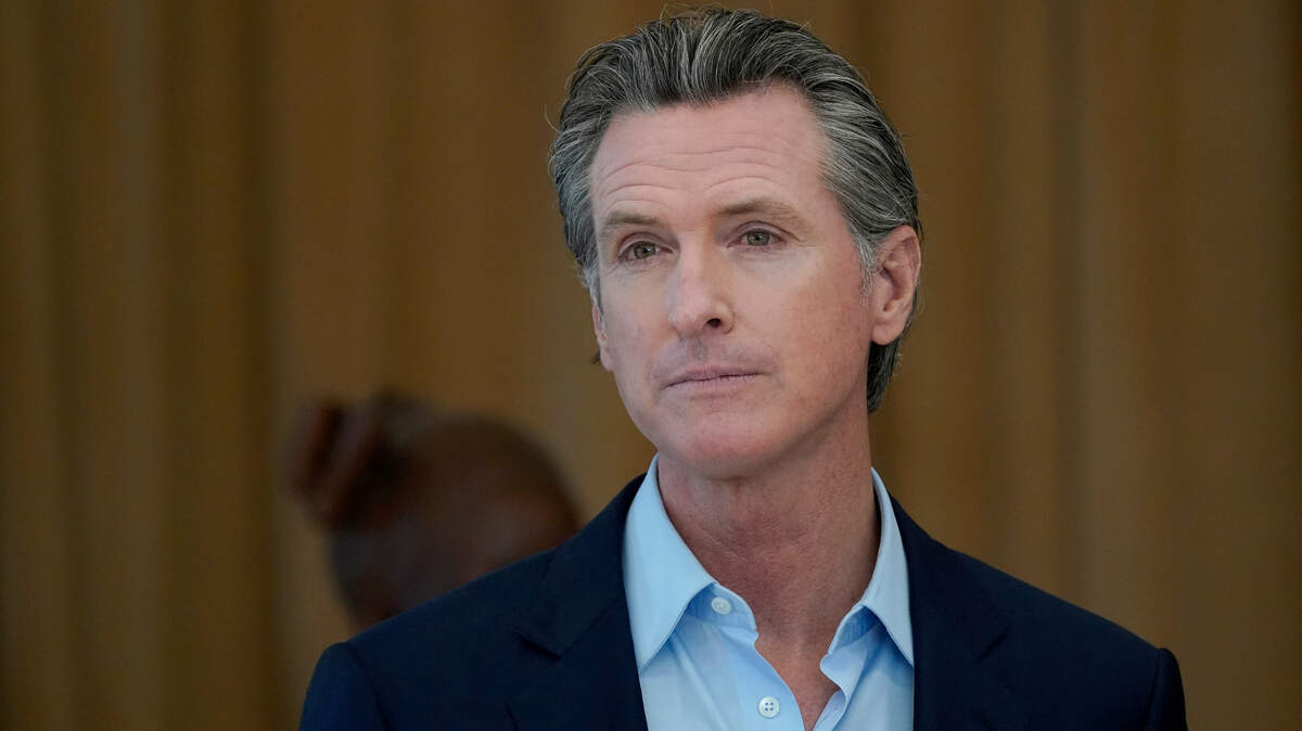 Gov. Gavin Newsom speaks at Ruby Bridges Elementary School in Alameda, Calif., Tuesday, March 16, 2021. (AP Photo/Jeff Chiu)