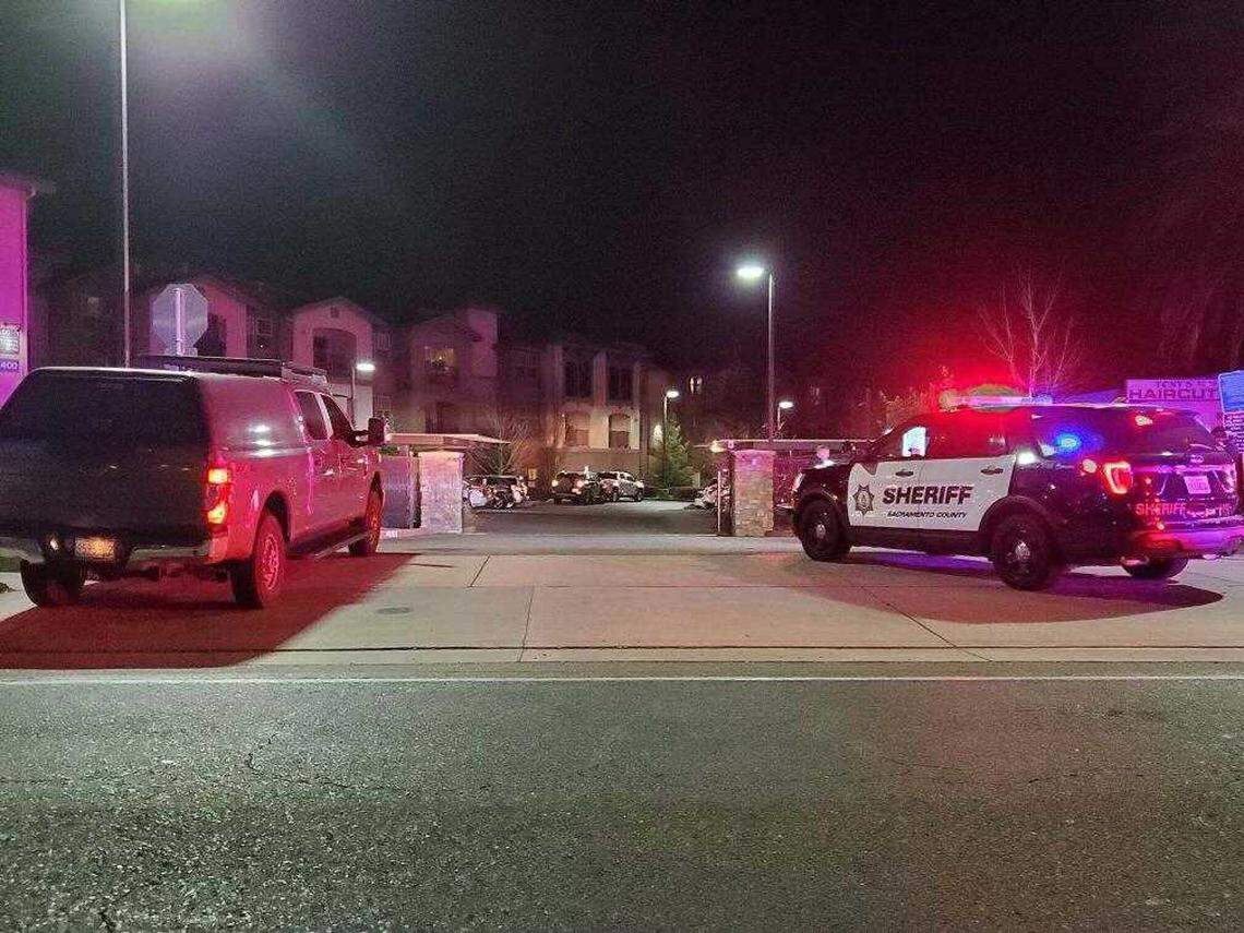 Sacramento County sheriff’s deputies and California Highway Patrol officers are at a shooting in the 5400 block of Auburn Boulevard in the Foothill Farms area of Sacramento County on Jan. 19, 2021. Ali Mustafa Hudson on Thursday, April 23, 2026, was convicted of fatally shooting his mother at the senior living apartment complex.