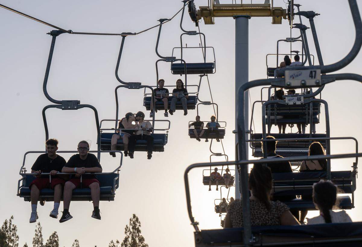 Visitors take the Sky Ride at the California State Fair at Cal Expo on Wednesday, July 16, 2025.