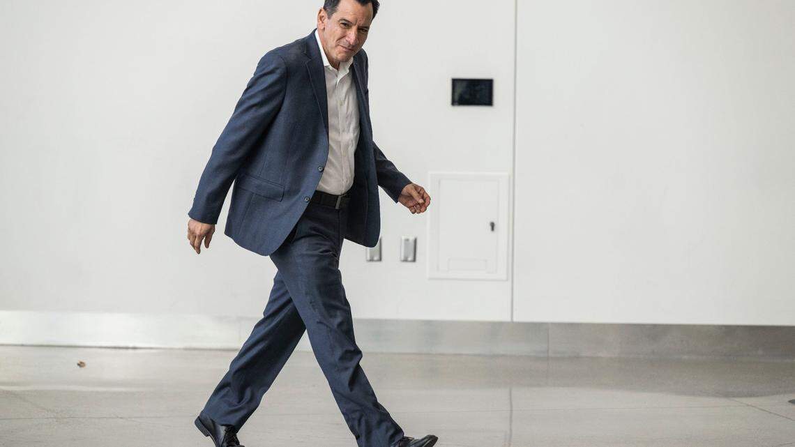 Then-Assembly Speaker Anthony Rendon, D-Lakewood, makes his way to a Democratic caucus meeting on Nov. 10, 2022 in Sacramento. Rendon annouced Friday he will run for superintendent of public instruction.