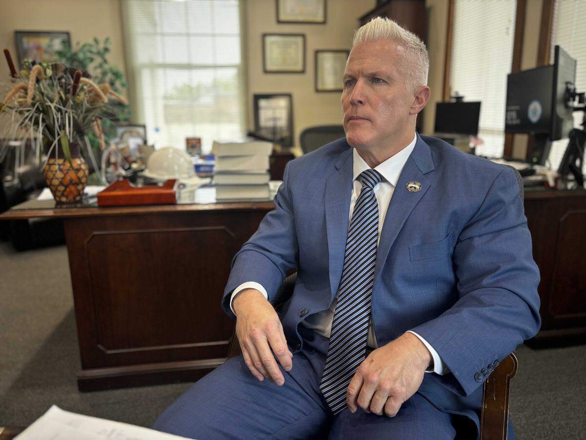 Yolo County District Attorney Jeff Reisig discusses the case that led to the indictment of eight people in last summer’s deadly explosion at an Esparto fireworks warehouse in his Woodland office on Friday, April 10, 2026.
