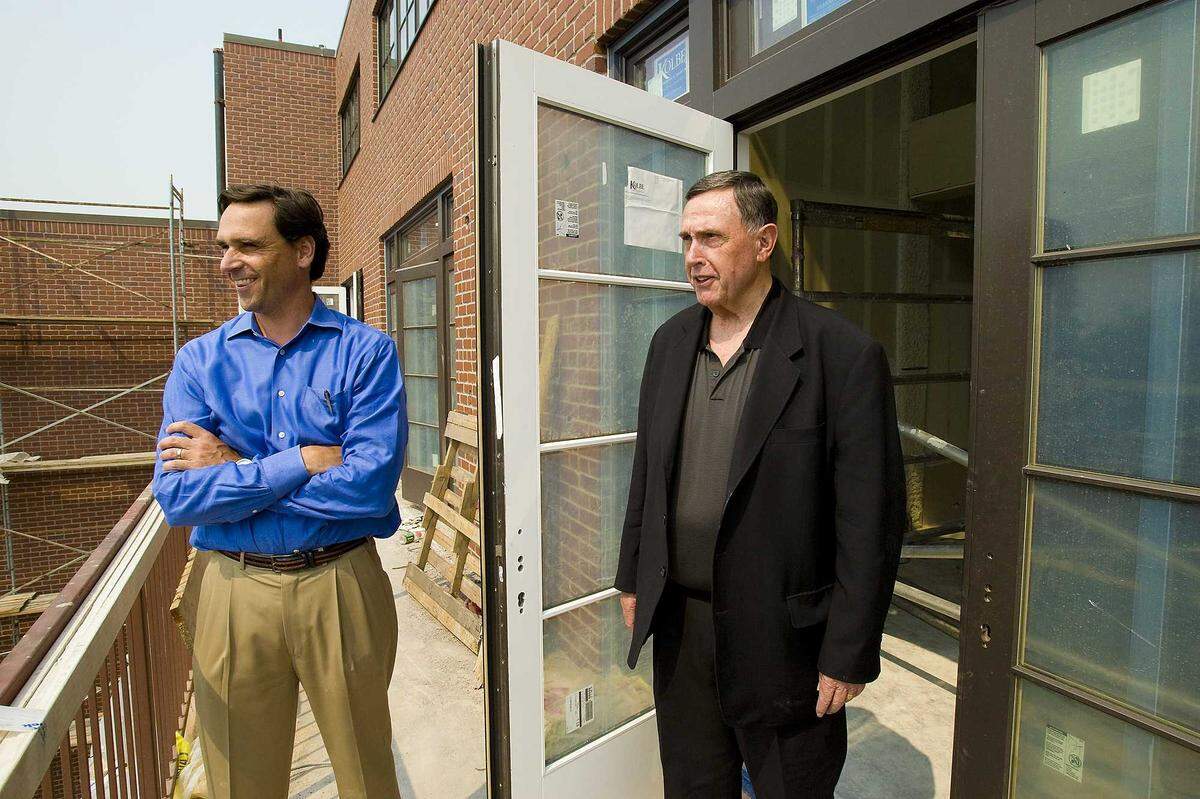 Terry Harvego and his father, Lloyd, are seen inspecting construction at 1022 Second St. in 2008. Lloyd Harvego, who had owned the Firehouse Restaurant and was a longtime advocate for Old Sacramento, died June 13, 2022.