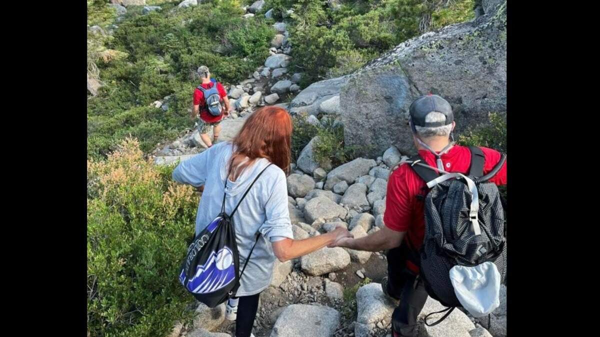 Hikers trek a ravine in Shirley Canyon in an undated photo. The Placer County Sheriff’s Office announced Tuesday, August 1, 2023, that citizens should exercise caution when entering the terrain.
