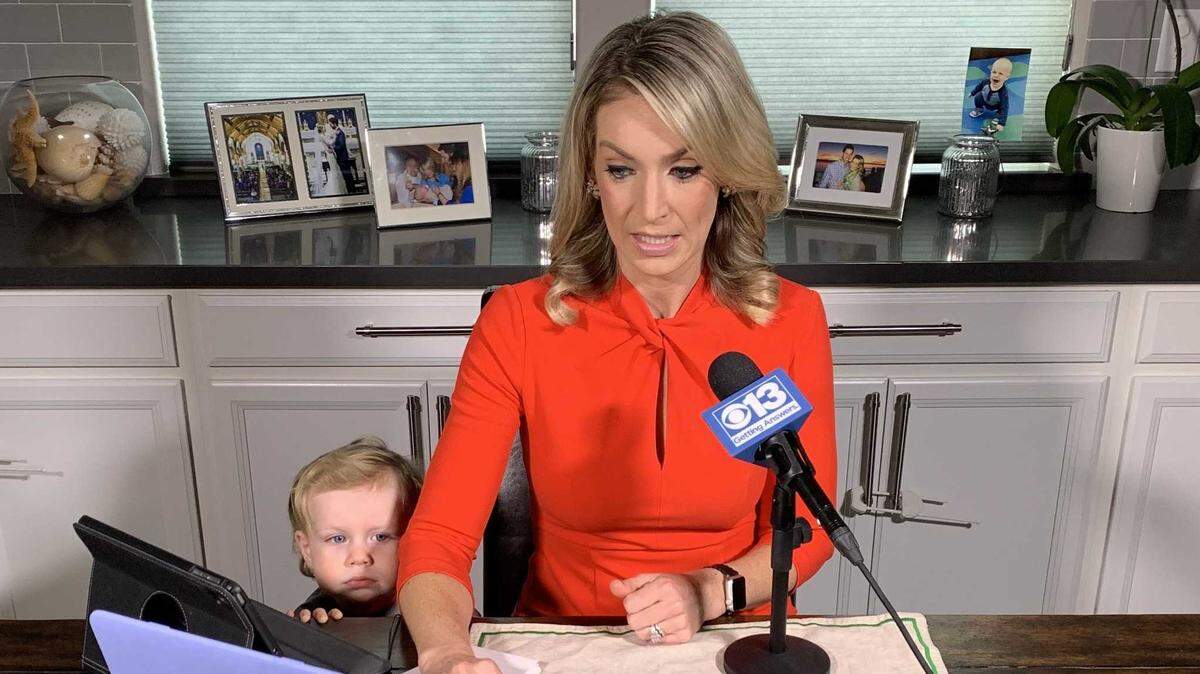 CBS Sacramento anchor and reporter Adrienne Moore, seen working from her home before going on air during the pandemic, told viewers that she would step away from her broadcasting role to devote more time to her family, which includes two sons.
