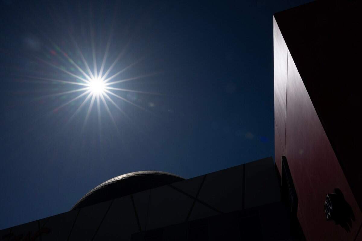 The sun’s rays shine during the solar eclipse at the Museum of Science and Curiosity in Sacramento on Monday, April 8, 2024.