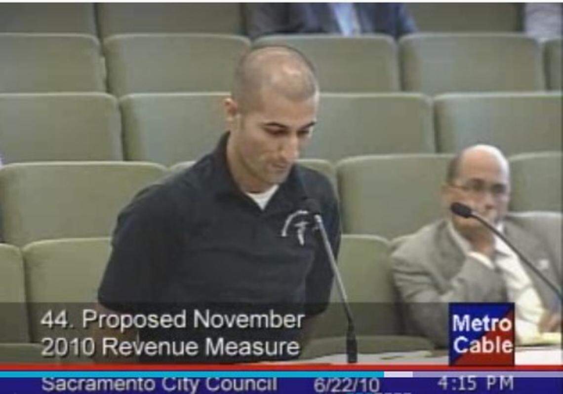 Garib “Justin” Karapetyan addresses the Sacramento City Council in 2010 on a cannabis tax proposal.