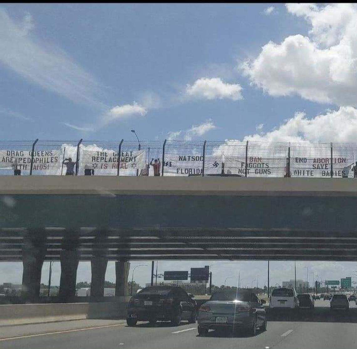Neo-Nazis gather on a Florida overpass.