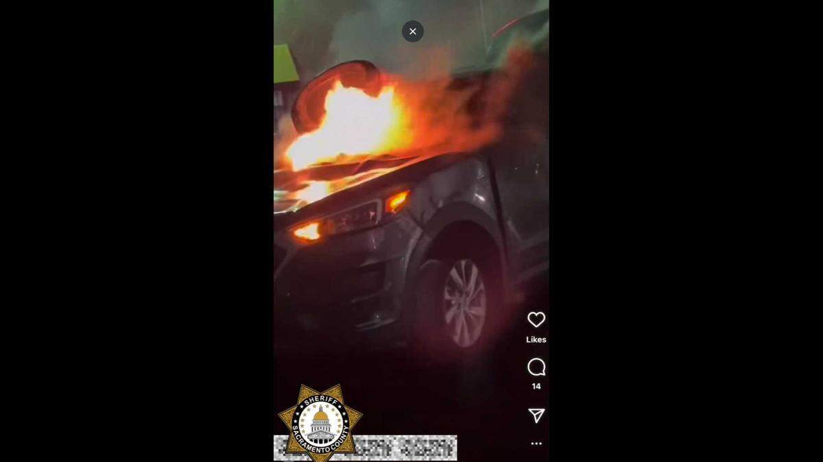 A car was lit on fire by suspects in North Highlands, according to the Sacramento County Sheriff’s Office. Deputies are searching for additional suspects caught on video around the car.