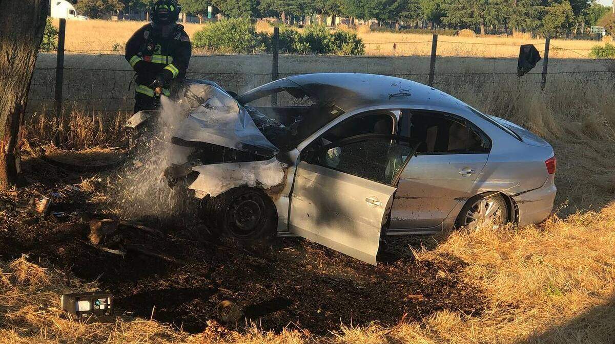 A good Samaritan pulled a victim from a burning vehicle on Interstate 80 on Tuesday, June 30, 2020.