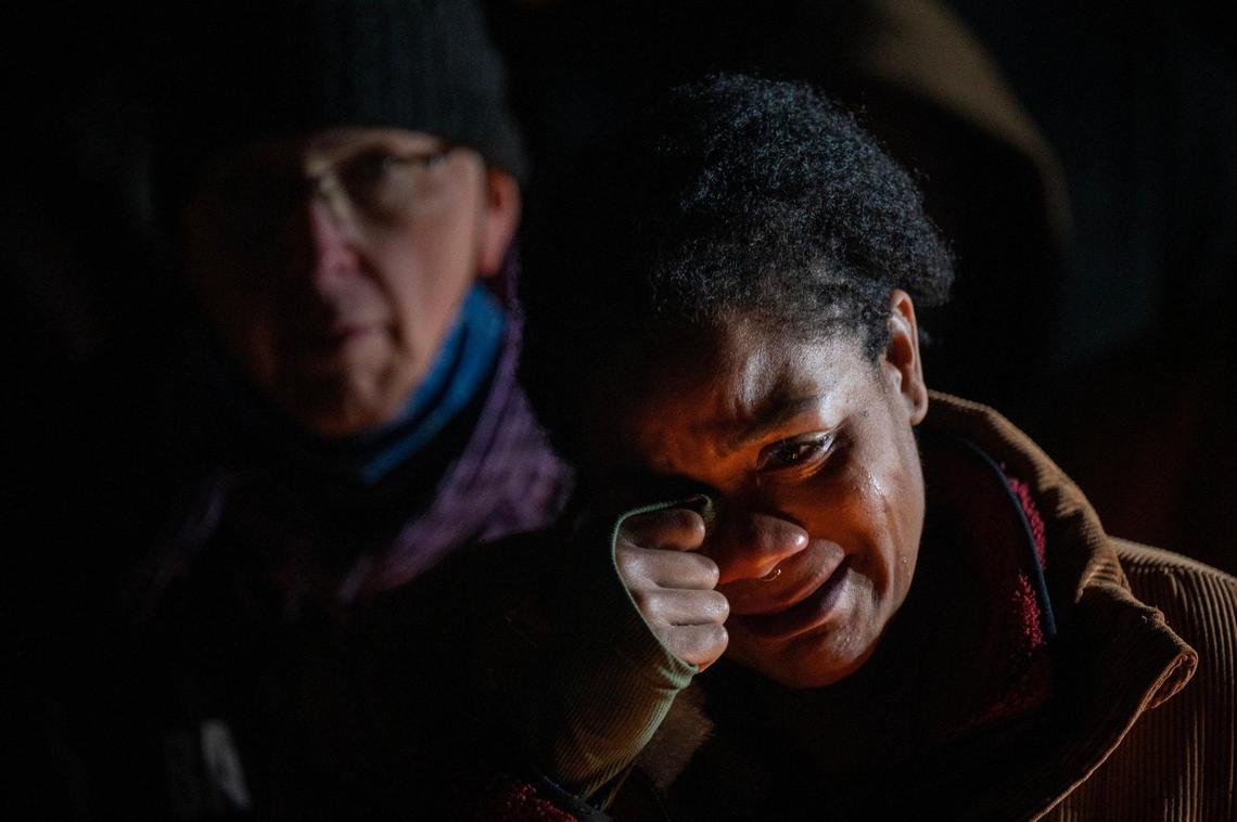 Soquoia Green, a cousin of Tyre Nichols, lights candles with family and friends during a vigil Monday, Jan. 30, 2023, at Regency Skate Park in Sacramento where Tyree used to skateboard in Sacramento. Nichols, who moved to Tennessee in 2020, was fatally beaten by Memphis police earlier this month.