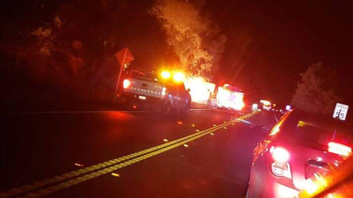 Emergency crews respond to the site of a fatal crash on Highway 160 in southern Sacramento County that closed both lanes Sunday morning.