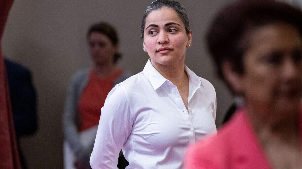 State Sen. Aisha Wahab, D-Hayward walks on the senate floor on Thursday, June 15, 2023 as they prepare to vote on the state
