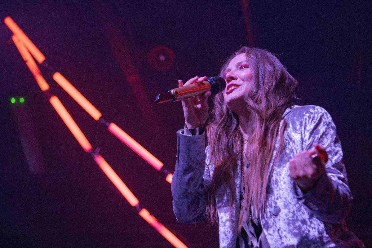 Joy Huerta of Latin pop duo Jesse & Joy performs at Ace of Spades on Friday, July 14, 2023, in Sacramento as part of their 29-city summer tour.