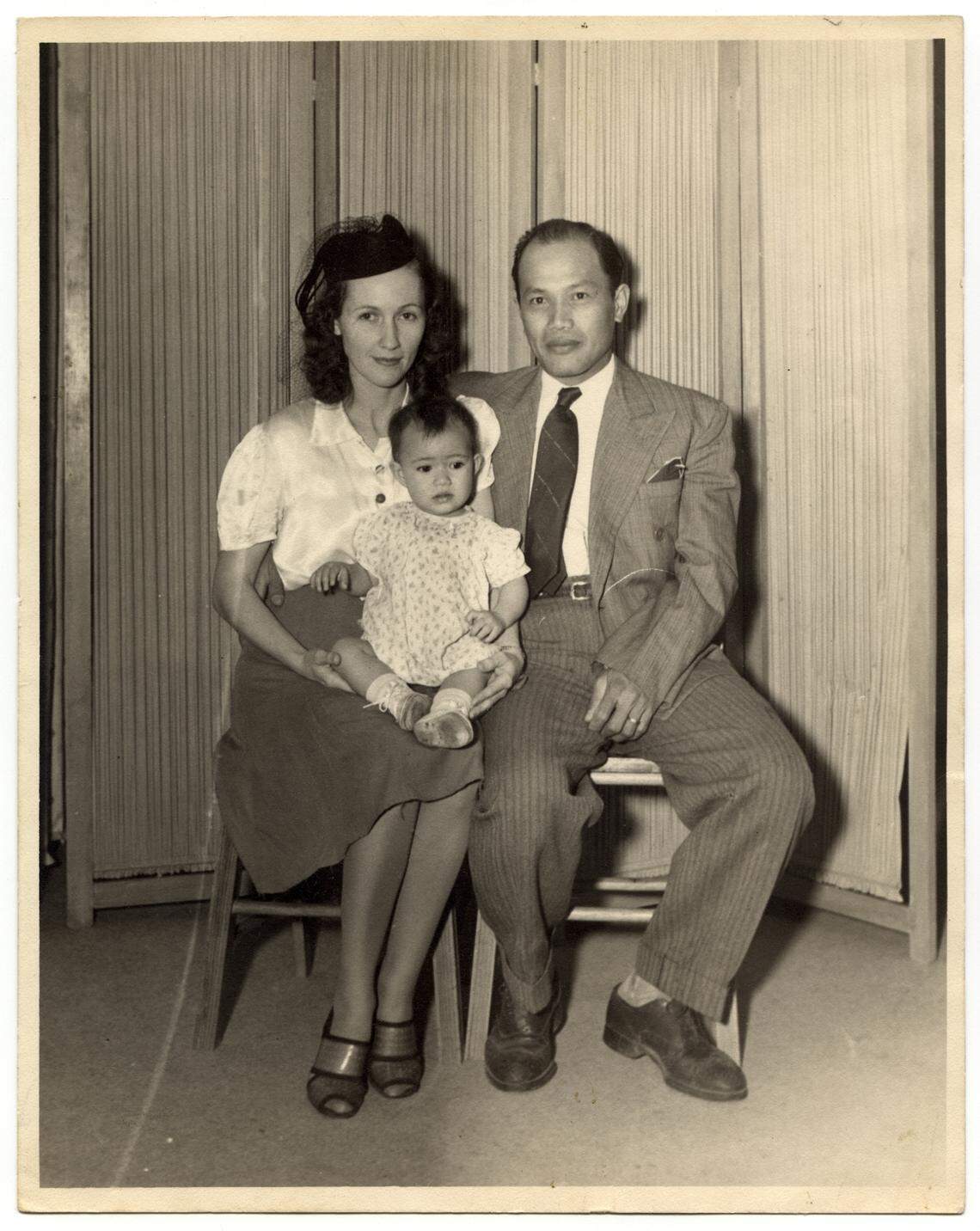 Violet and Bonifacio Ulatan hold their daughter Monica Ulatan in the 1950’s.