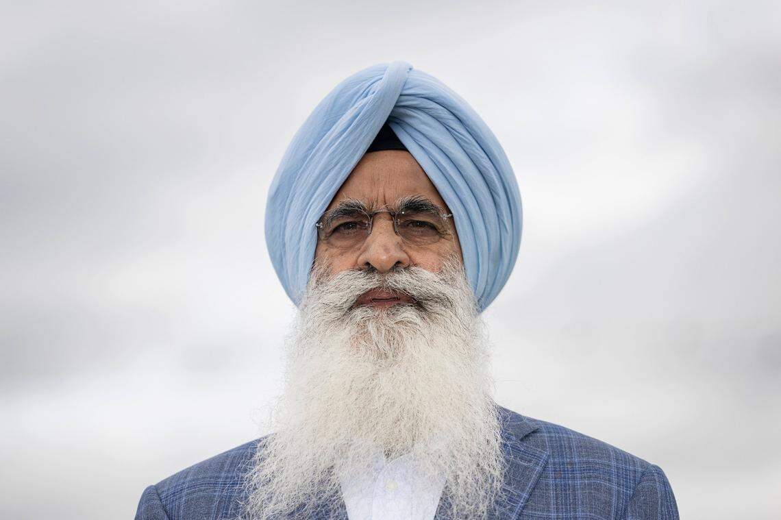 Pritpal Singh, director of the American Sikh Caucus Committee, attends the Yuba City Nagar Kirtan Sikh parade on Sunday, Nov. 5, 2023.